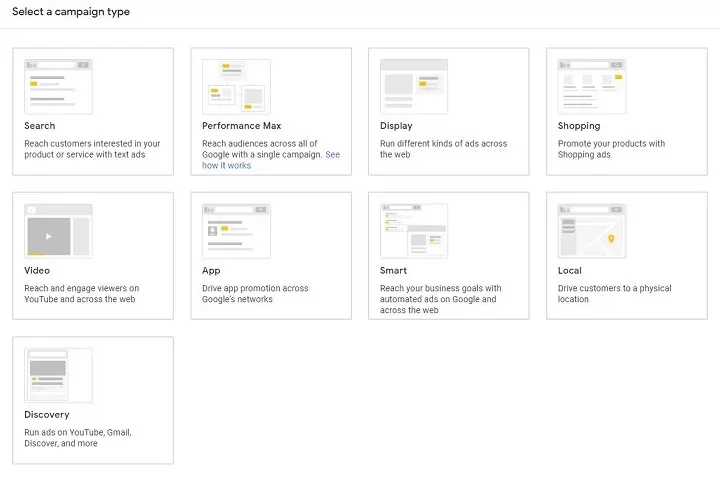 google ads campaign types