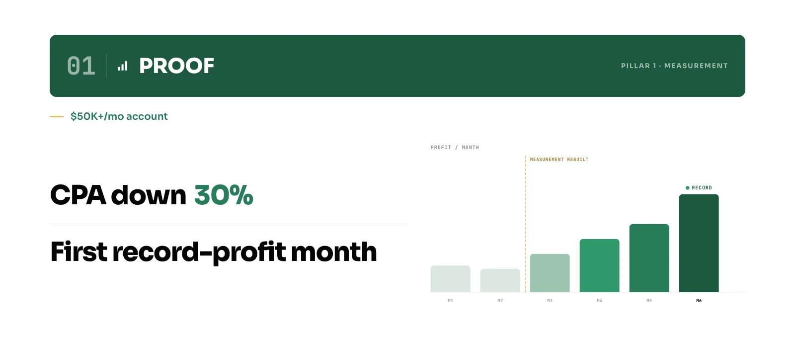 $50K per month account: CPA down 30 percent in 30 days, first record-profit month