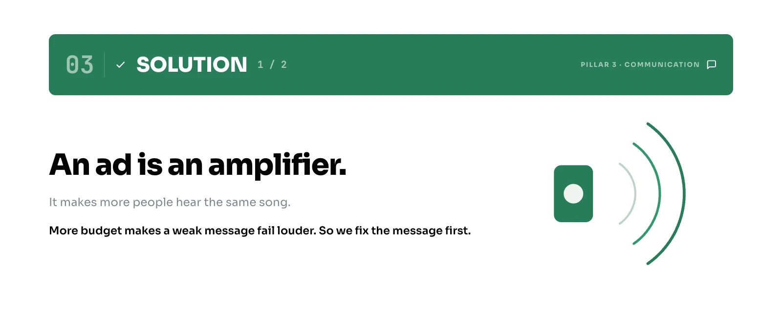 An ad is an amplifier: it makes more people hear the same song