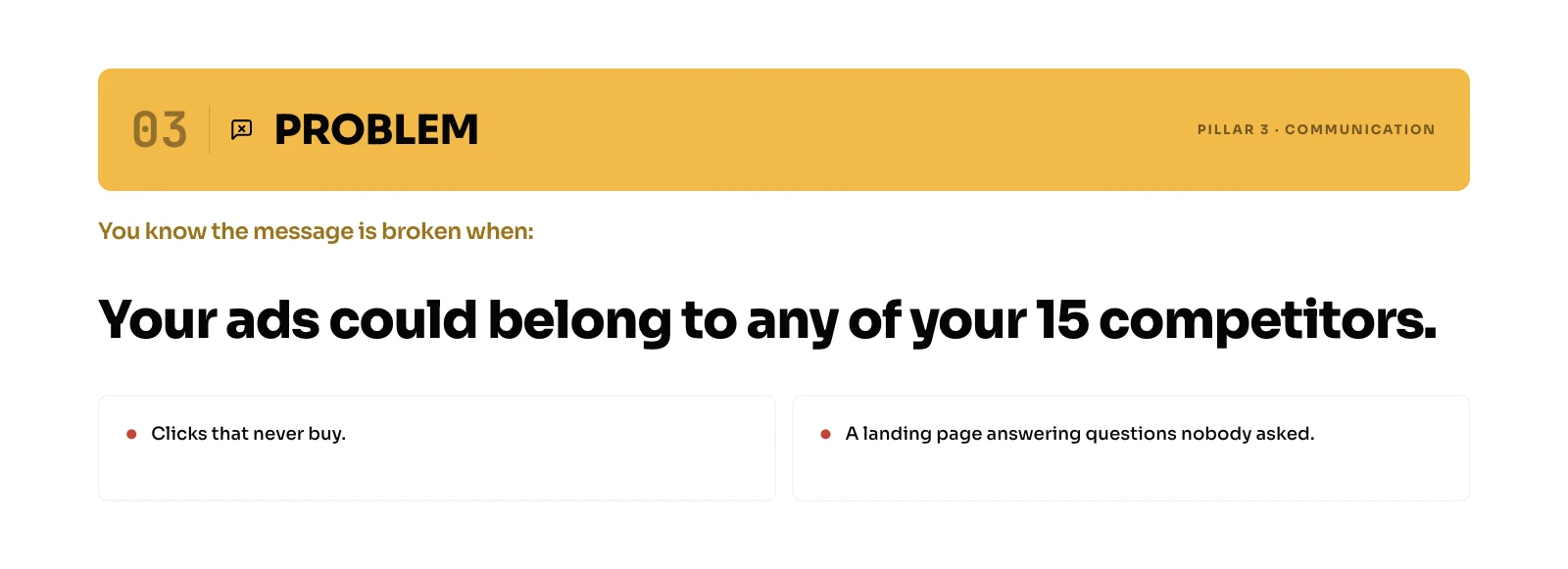 You know the message is broken when your ads could belong to any of your 15 competitors