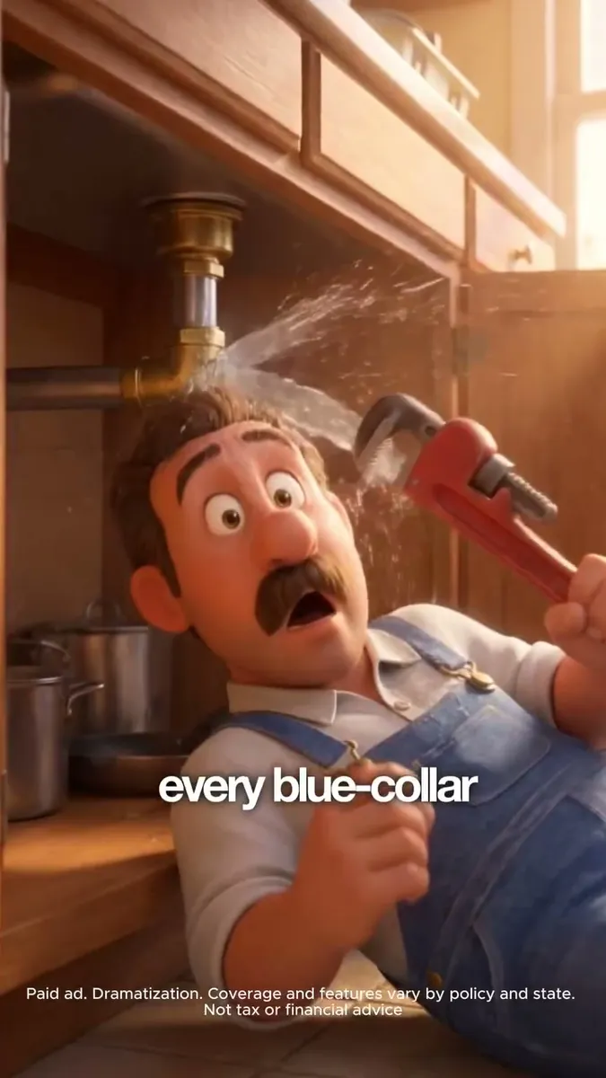 3D-animated glass jar labeled Emergency Fund, full of cash, from an ad about indexed universal life insurance.