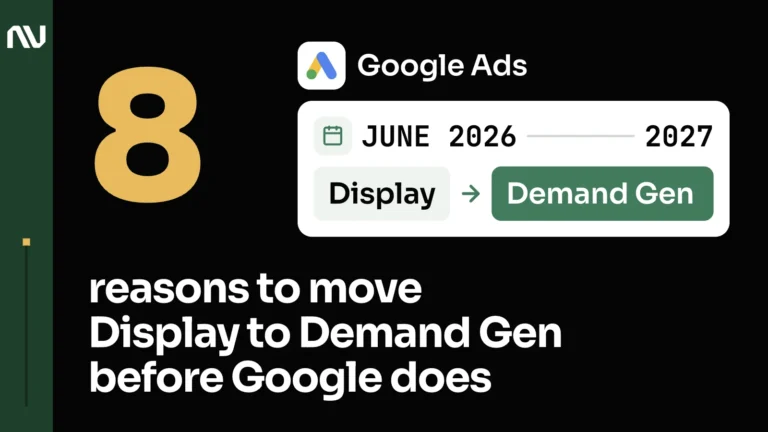 The Google Ads logo with its name above a white card: a timeline from June 2026 to 2027 and a grey Display card with an arrow into a green Demand Gen card.