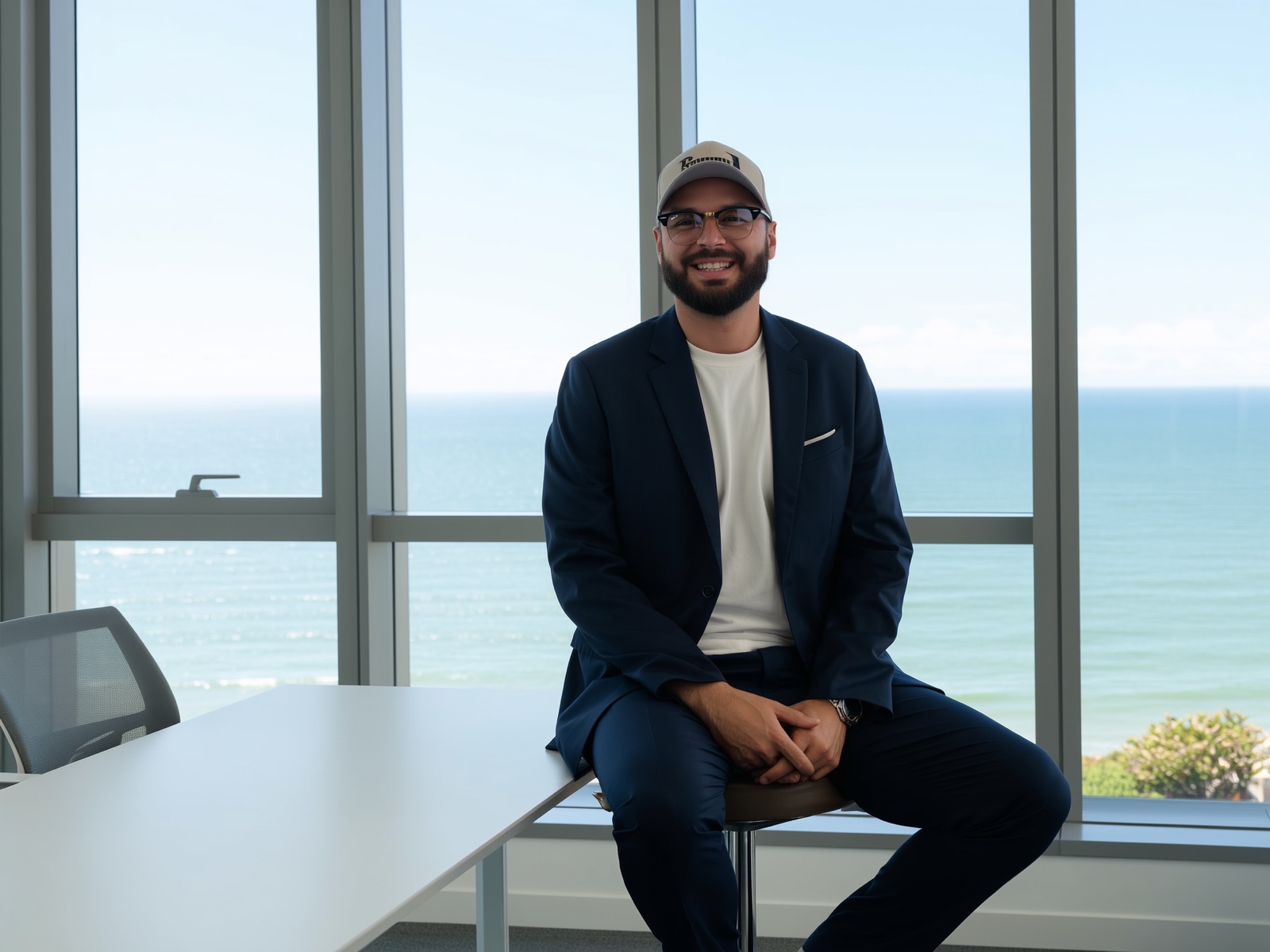 Nik Vdovenko, founder of nn.partners, in an office overlooking the ocean